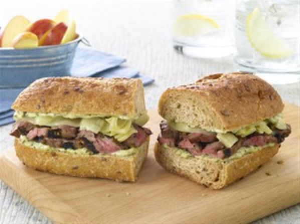 Pesto Steak and Artichoke Sandwich